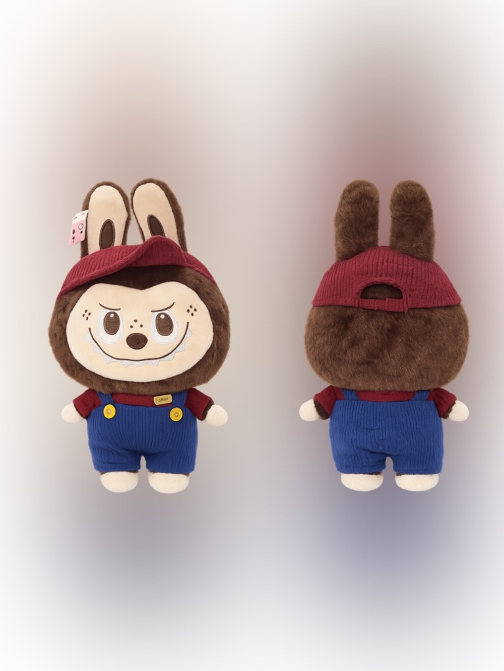 Plush labubu Doll in Brown, Blue & Burgundy